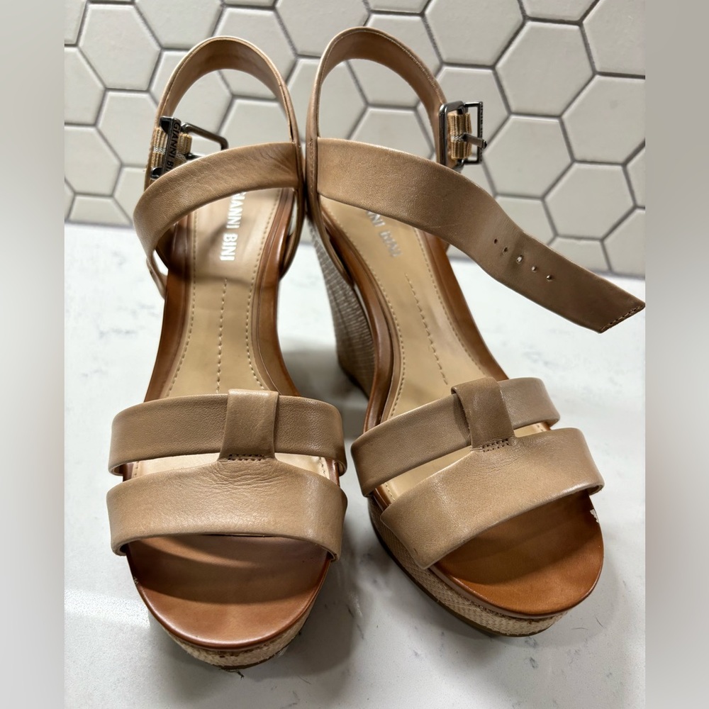 Gianni Bini the Pypers Leather Platform Wedge Sandals